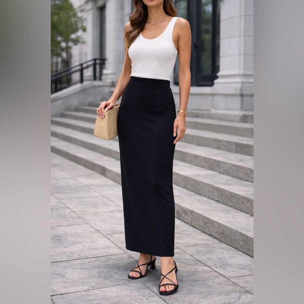 MOTHER‎ Japan Black Maxi Skirt | Made in Japan | Minimalist Column Skirt | Small